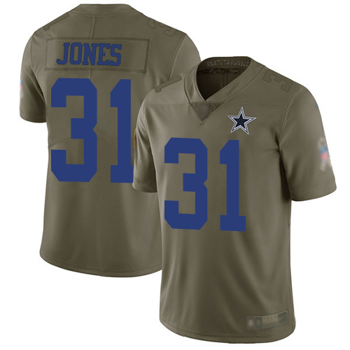 Men Dallas Cowboys Limited Olive Byron Jones #31 2017 Salute to Service NFL Jersey